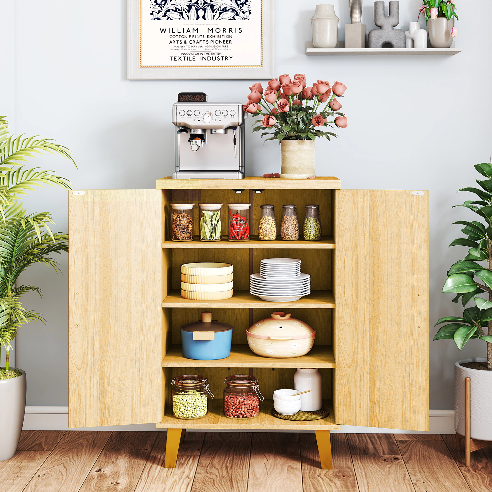 LJG Buffet Cabinet with Double Doors and Raised Legs