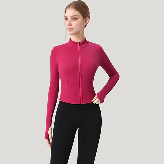 Anna-Kaci Women's Long Sleeve Full-Zip Athletic Jacket with Thumbholes and Fitted Silhouette