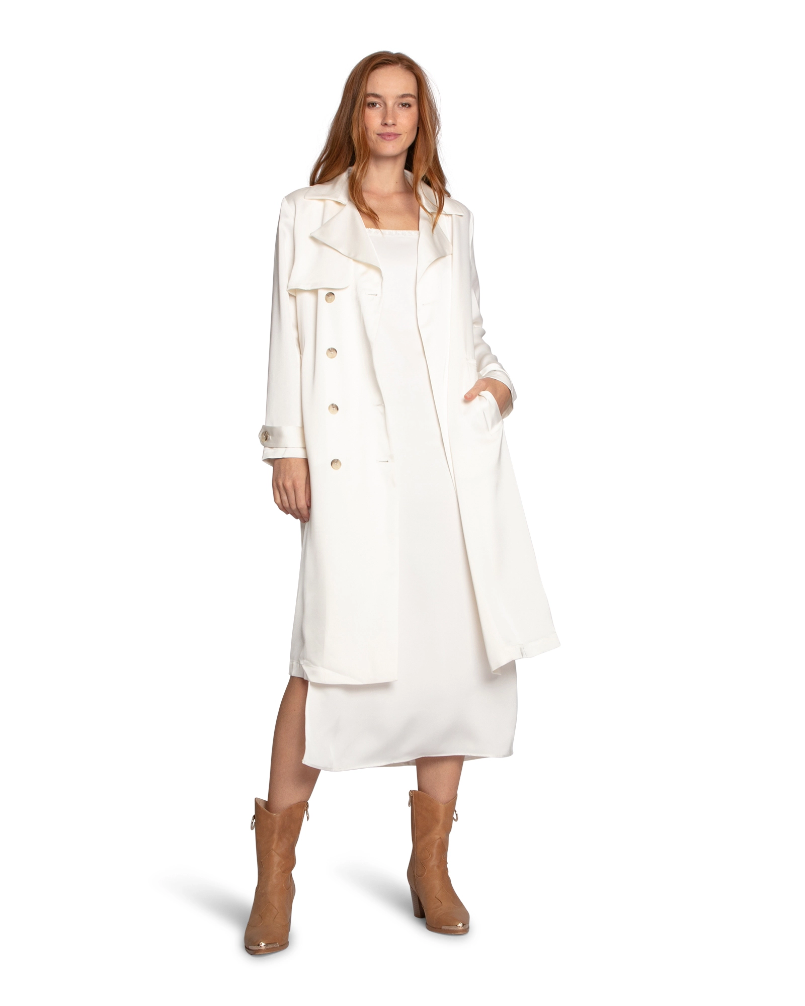 Belle & Bloom Womens Love Language Satin Trench
