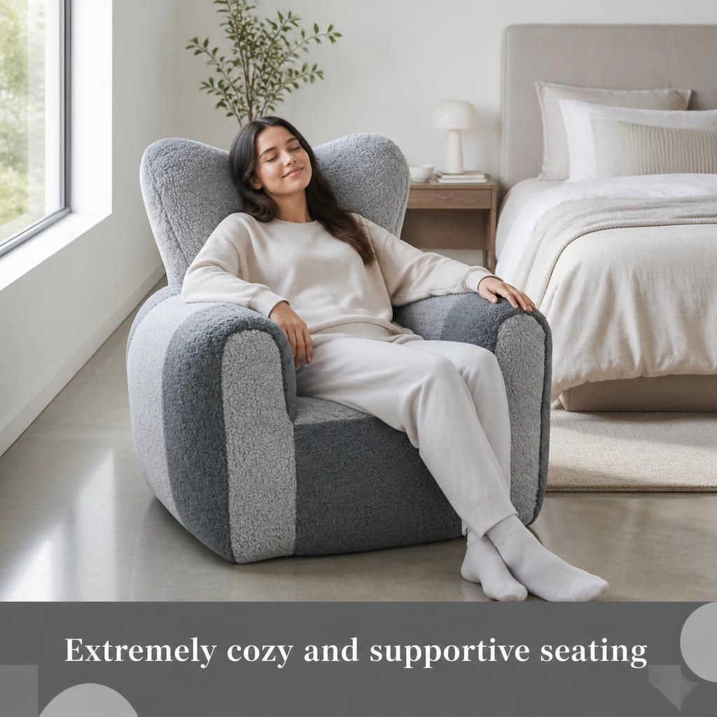 GOODSILO Soft Teddy Fabric Compact Bean Bag Chair