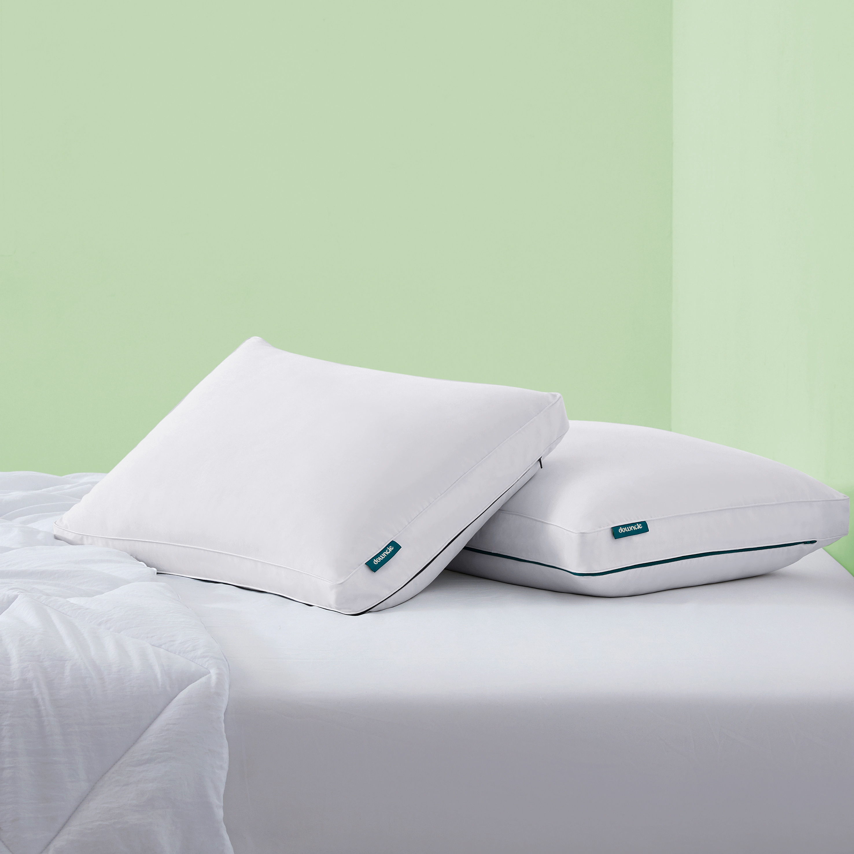Puredown Selected Recycled Gusseted Feather Pillow with Removable Padded Cover