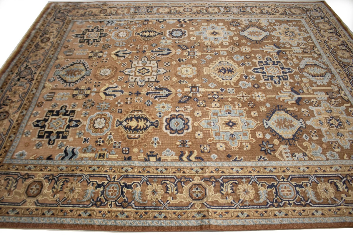 Magic Rugs 8'0 X 9'9 Hand Knotted Rust Geometric Indo-Karajeh Wool Rug