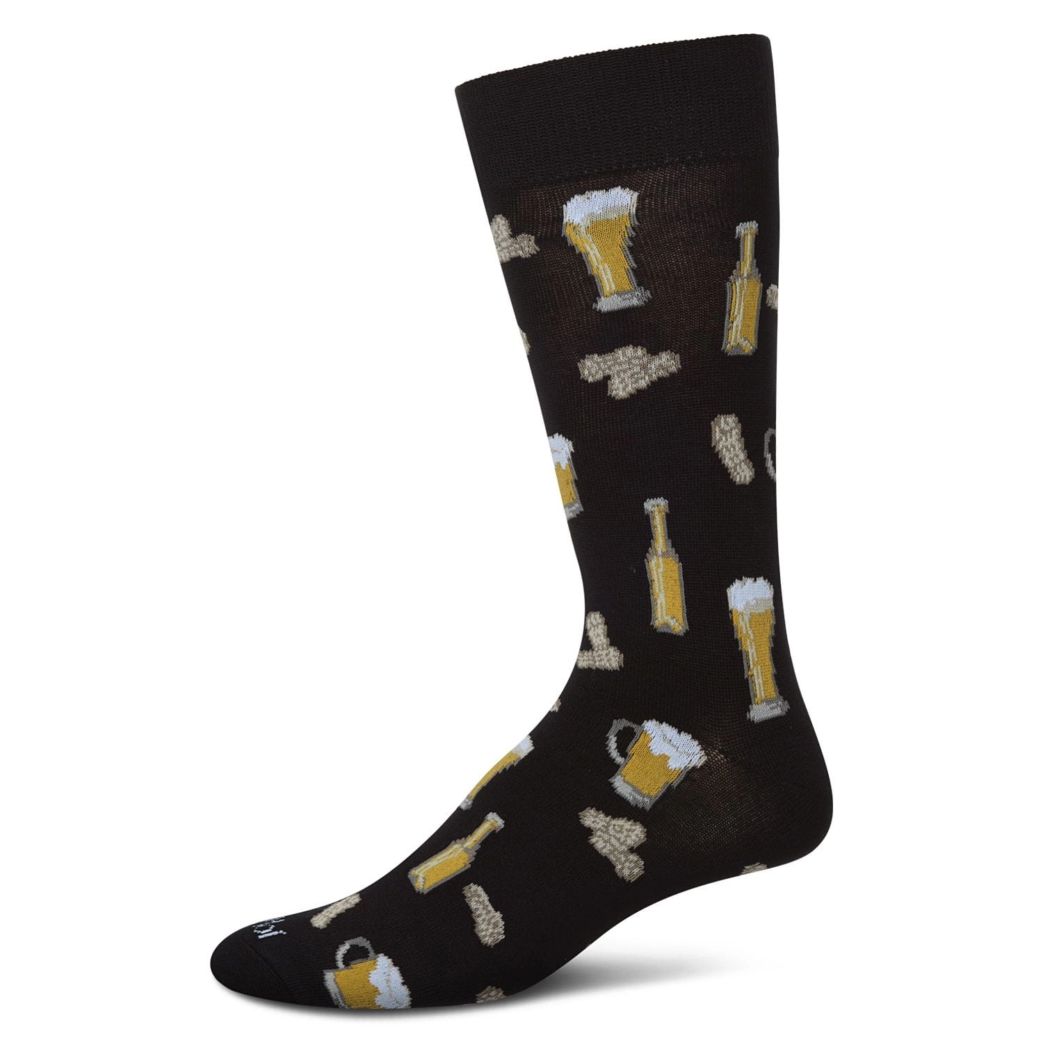 MeMoi Happy Hour Beer and Peanuts Bamboo Blend Men's Crew Socks