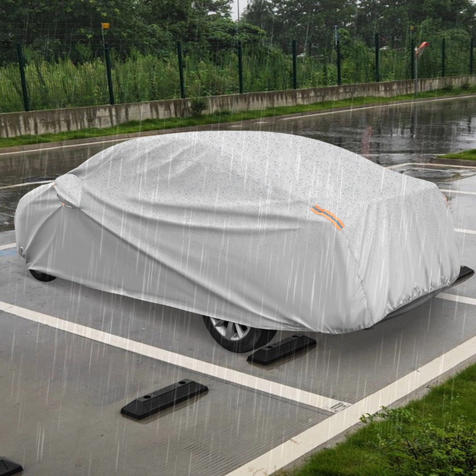 SUGIFT 193-in Universal Fit Sedan Car Cover with Waterproof UV and Snow Protection and Mirror Pockets