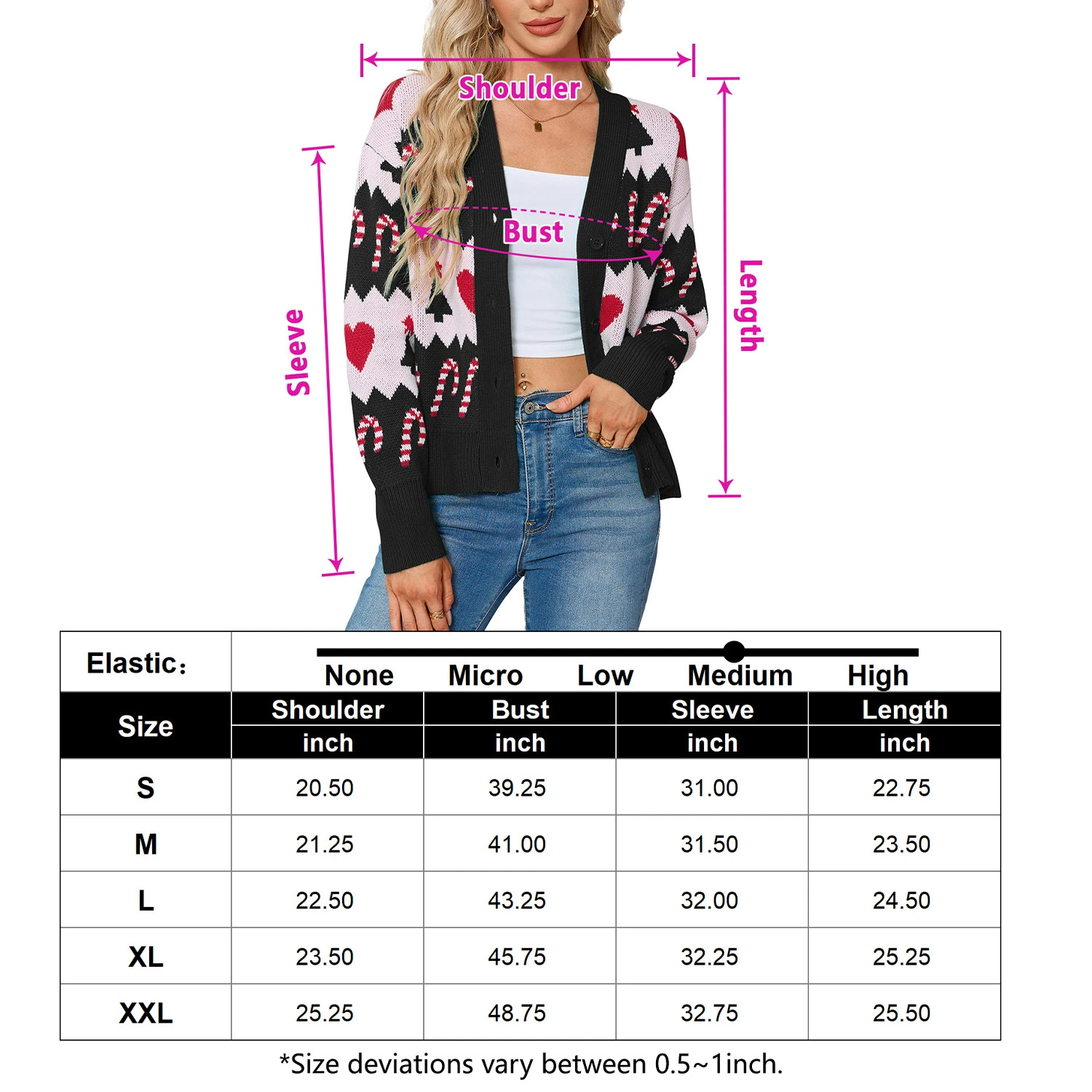 YesFashion Women's Christmas Cardigans V Neck Button Down Long Sleeve Party Ugly Holiday Sweaters