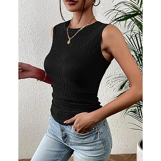 Zeagoo Women's High Neck Slim Fit Ribbed Sleeveless Tank Top
