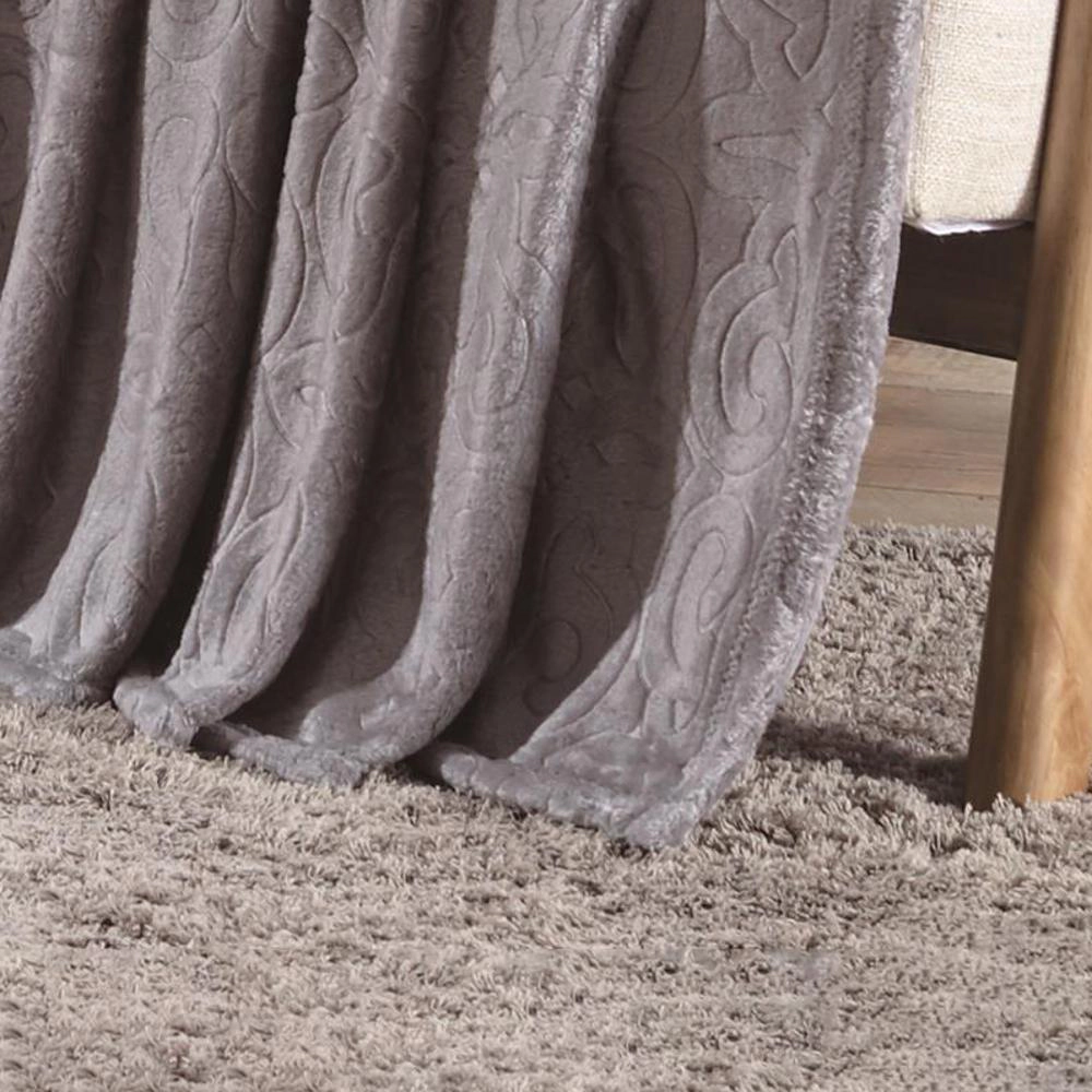 Dama Scroll All Season Embossed Pattern Ultra Soft and Cozy 50" x 60" Throw Blanket