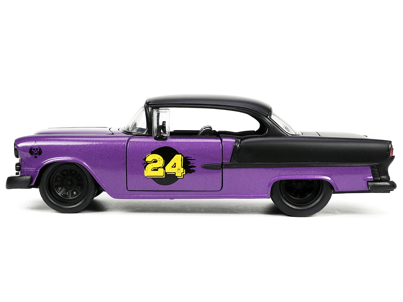 Jada 1955 Chevrolet Bel Air #24 Purple Metallic and Matt Black "Bigtime Muscle" Series 1/24 Diecast Model Car by Jada