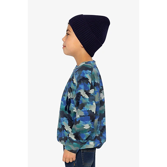 Deux par Deux Boys Fleece Camouflage Sweatshirt with COOL Graphic