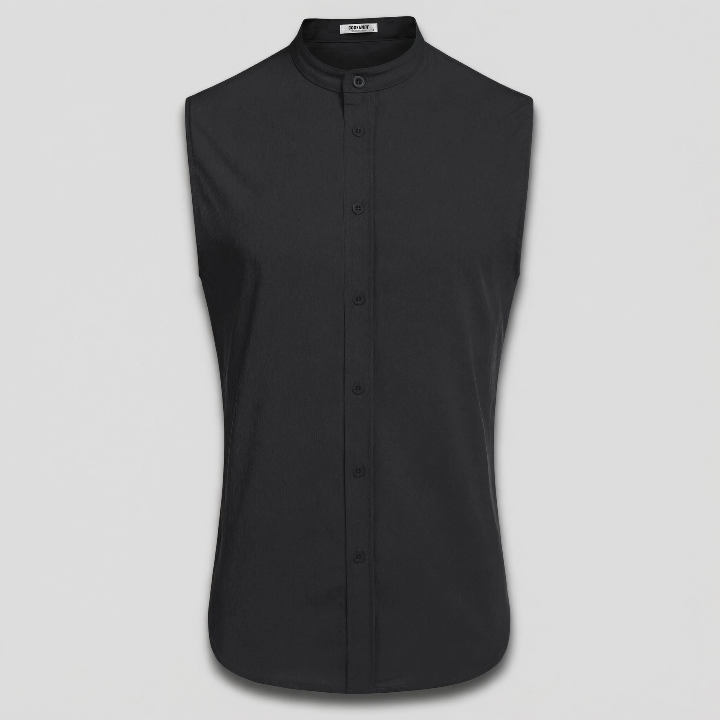 COOFANDY Men's Regular Fit Sleeveless Mock Neck Button Front Shirt