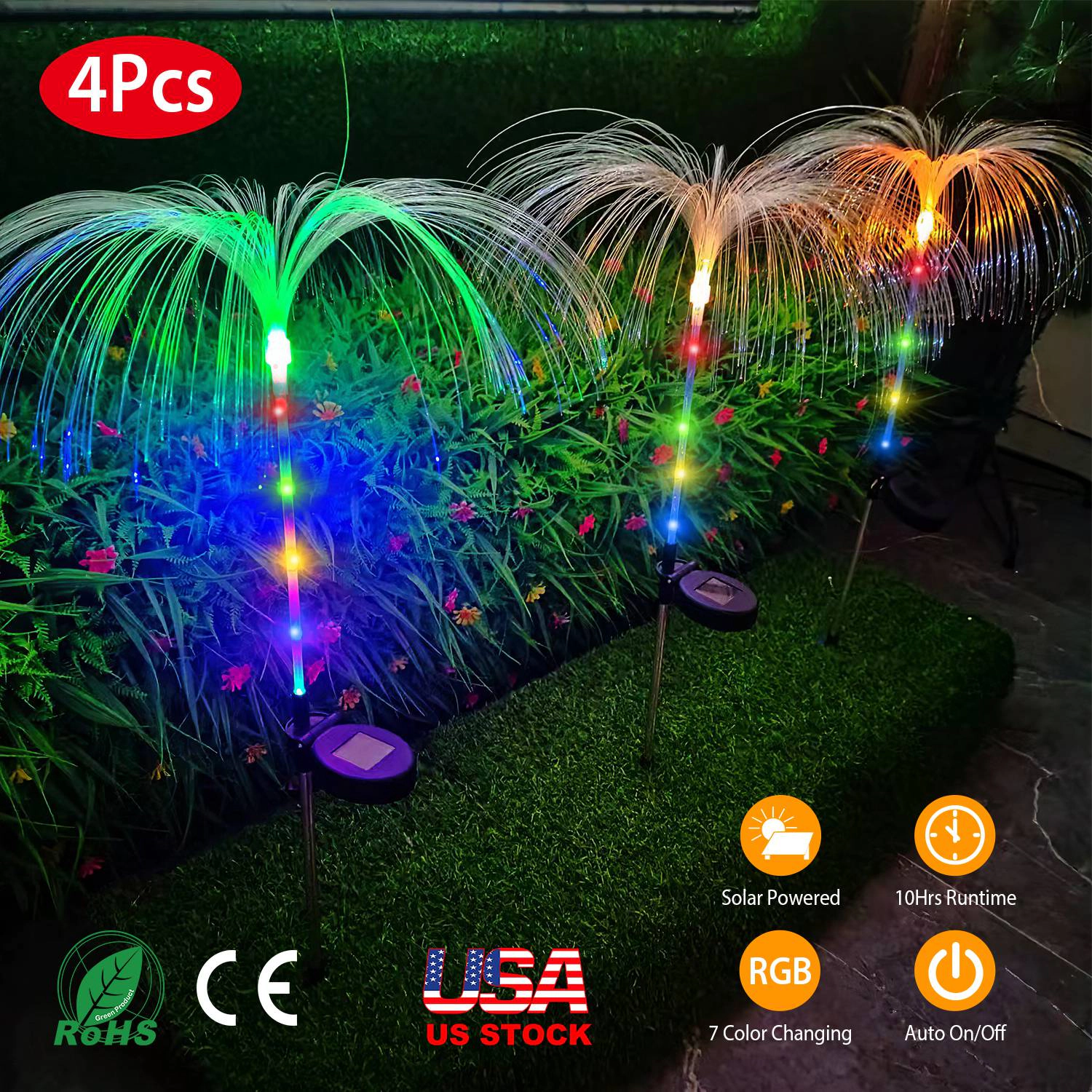 GBruno Solar Jellyfish Path Lights, 4-Pack