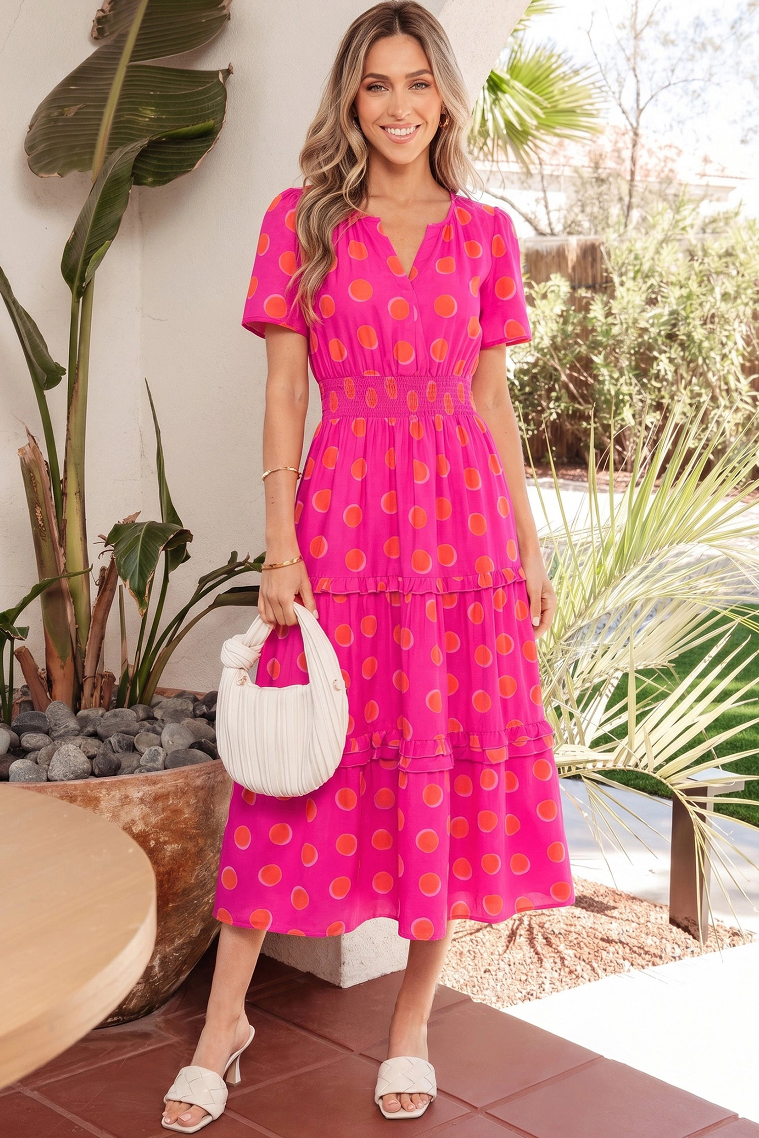 Threaded Pear Womens Myra High Waist Midi Dress