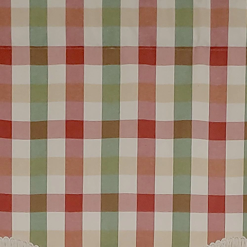 RLF Home Bison Check Trimmed Provance 3" Rod Pocket Lining Luxurious and Elegant Window Treatment Valance 50"x15" Multi