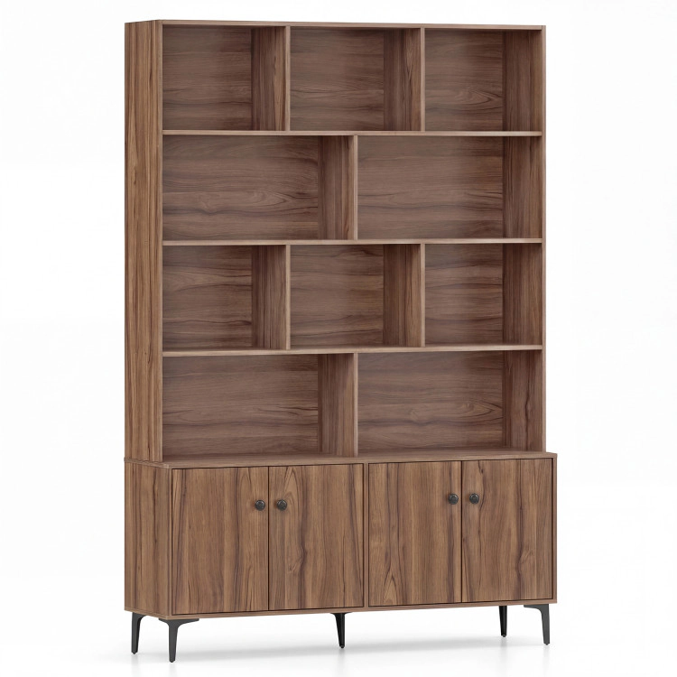 Hivvago Bookshelf with 4 Doors and 2 Anti-Tipping Kits for Home Office