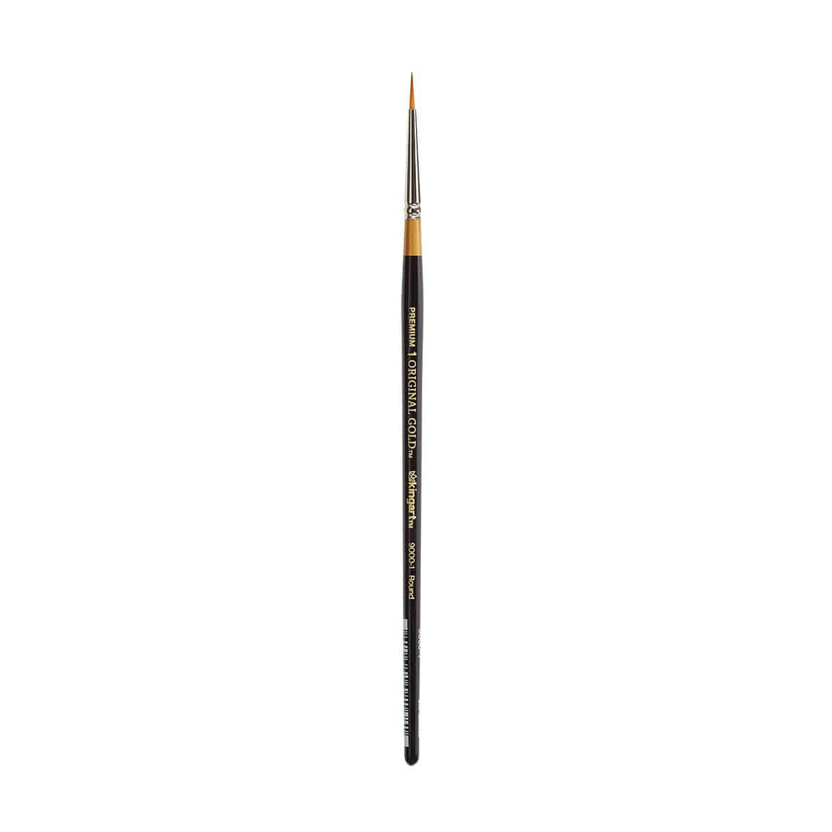 KINGART Original Gold 9000 Round Golden Taklon Brush - Short Handle, Nickel-Plated Ferrule