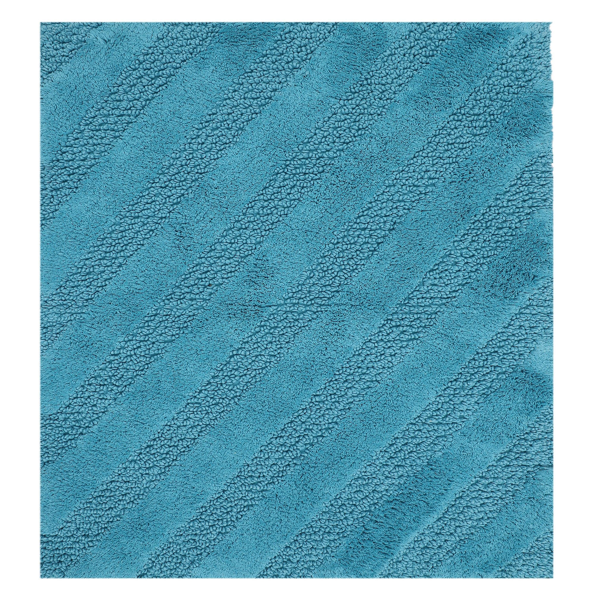Perthshire Platinum Collection 100% Cotton Stripe Honeycomb Sculptu Bath Rug