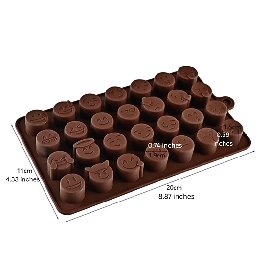 Kitcheniva 7.9 x 4.3 Inch Silicone Emoji Chocolate Mold With 28 Unique Emojis