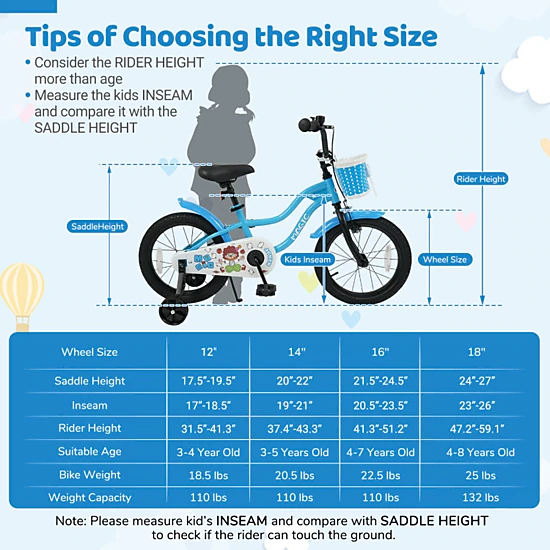SUGIFT 18-in Blue Kids Bike with Training Wheels Removable Front Basket Bell Mudguards and Kickstand