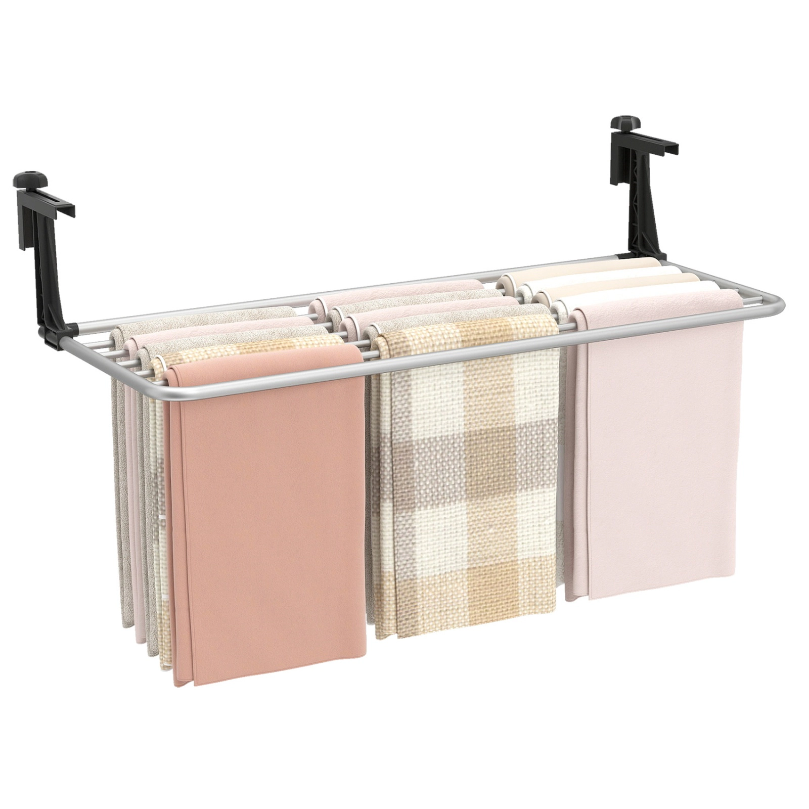 SUGIFT Portable Foldable Clothes Drying Rack Airer with Extendable Radiator Hooks Silver and Black