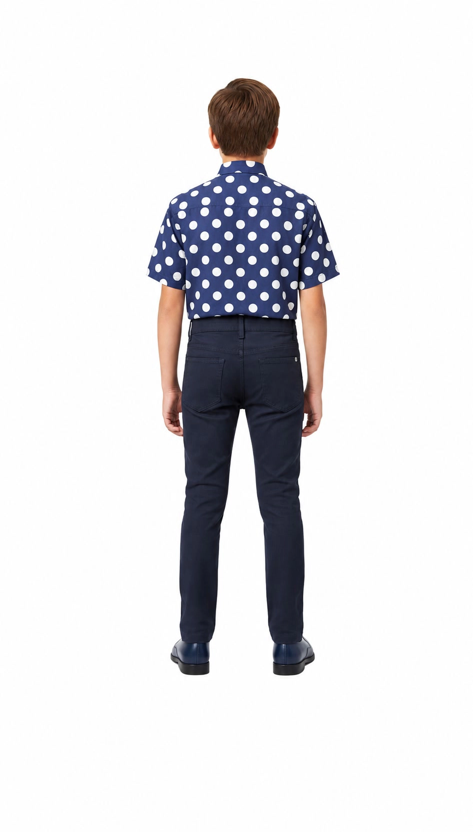 Elie Balleh Boys Slim Fit Long Sleeve Polka Dot Shirt
