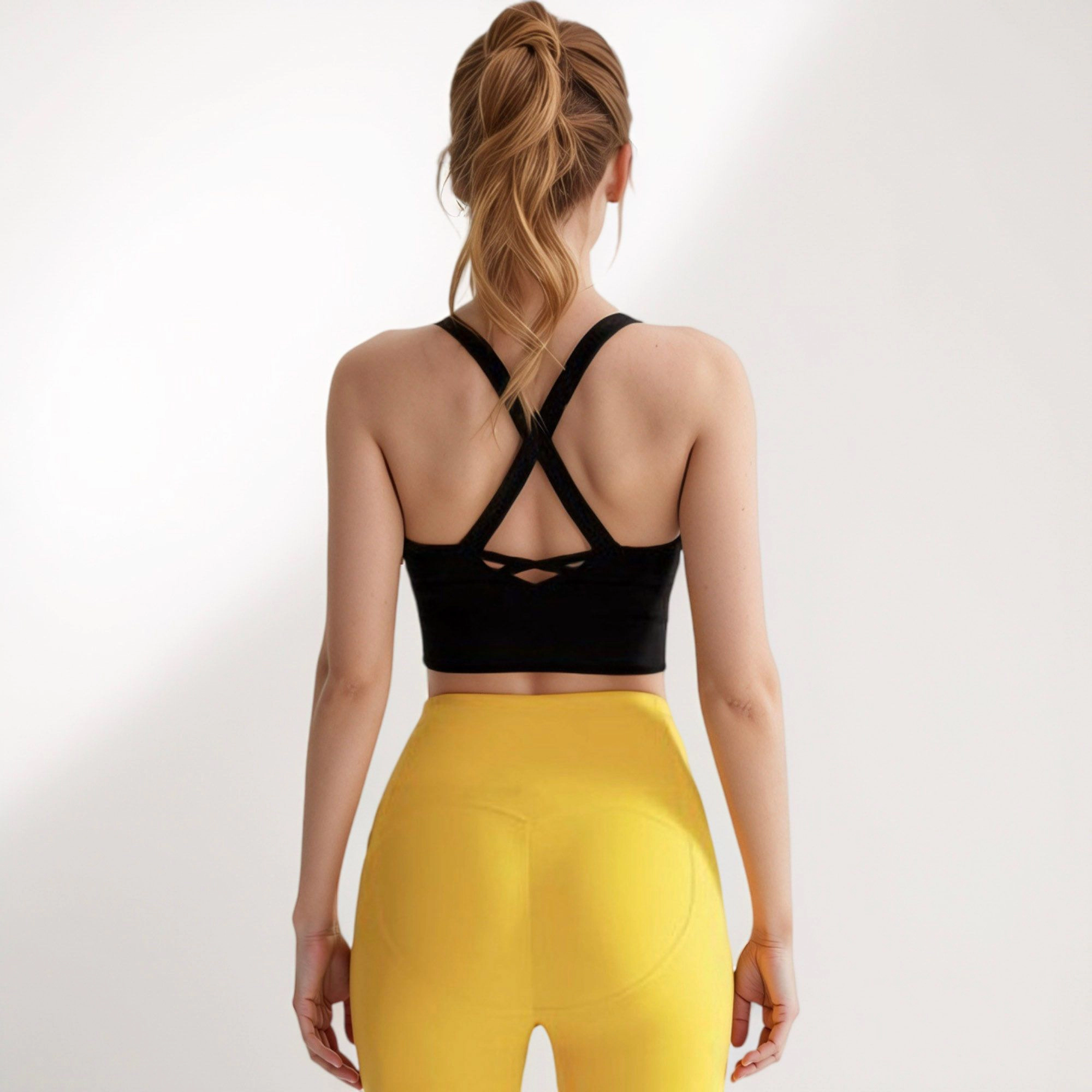Anna-Kaci Women's Crisscross Back Sports Bra with Wide Elastic Band and Supportive Straps for Activewear
