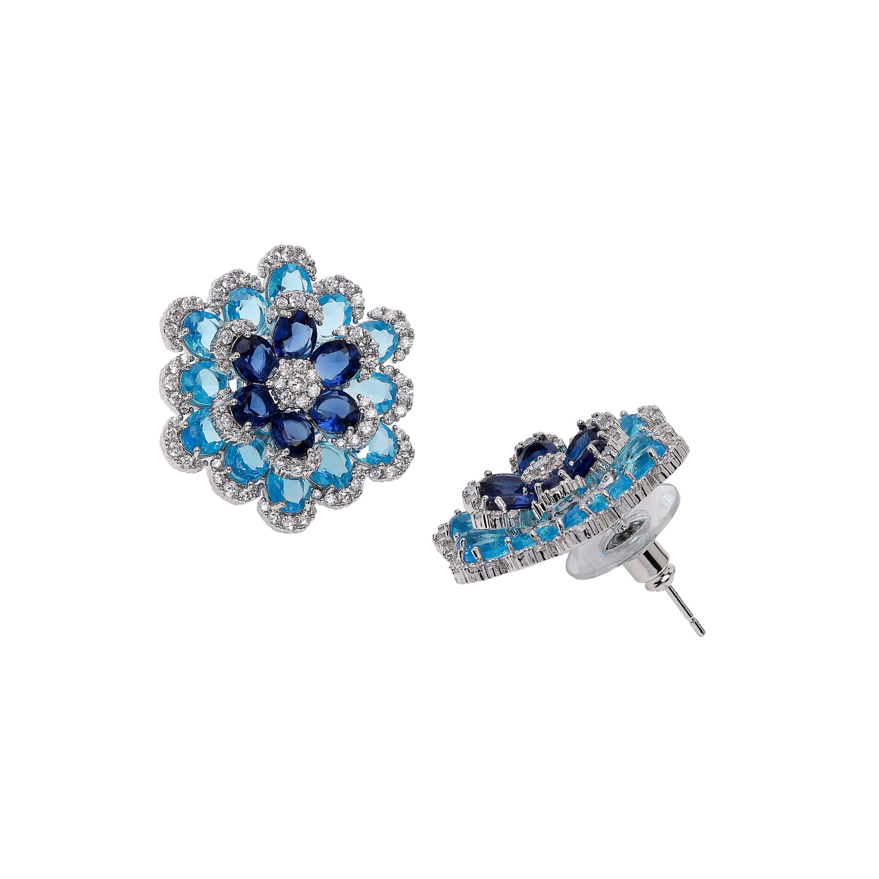 AGP PARIS Womens Floral Layered Stud Earrings