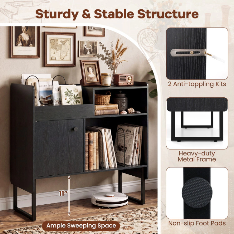 Hivvago Record Player Stand With Power Outlets And Vinyl Storage Holder Up To 250 Albums