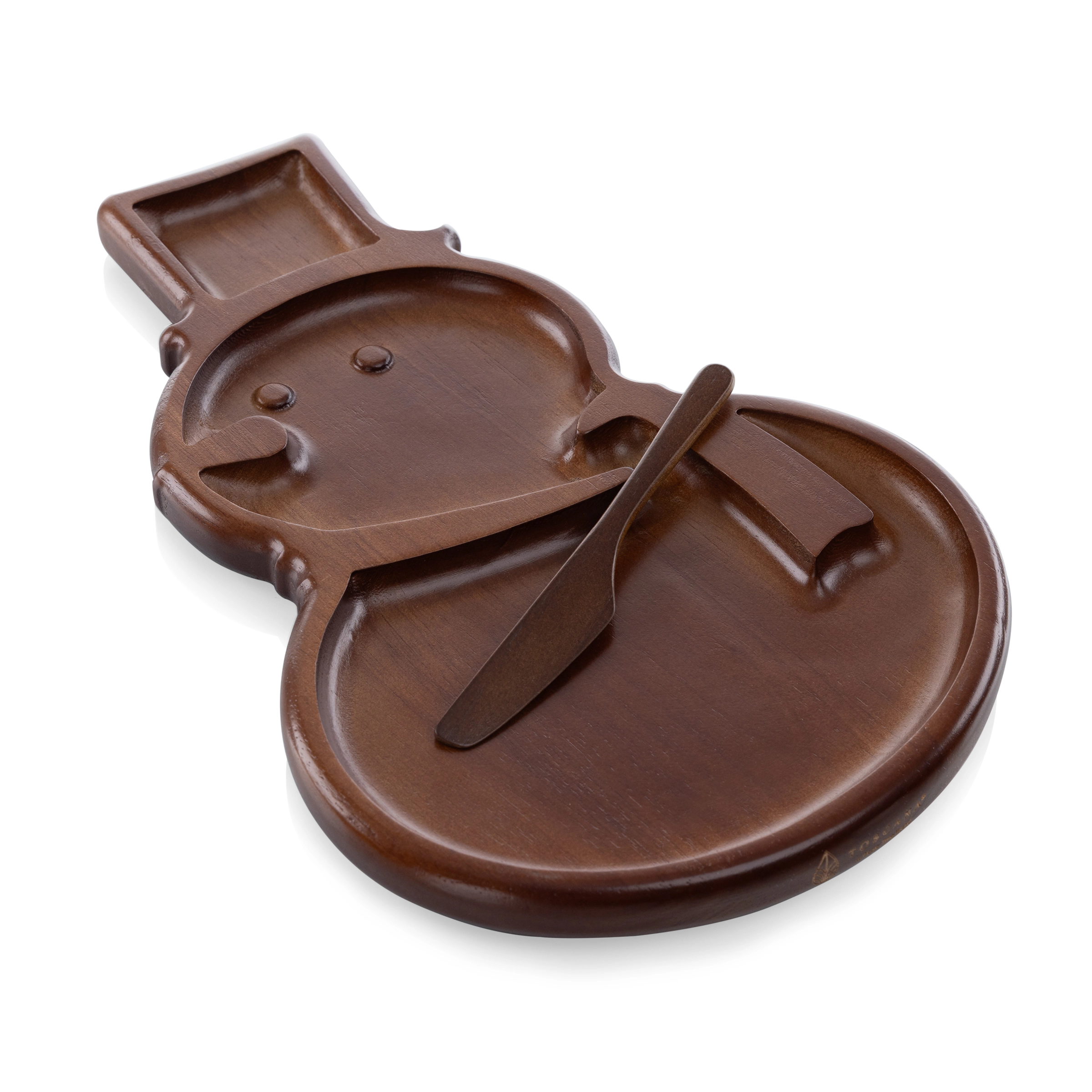 TOSCANA Reversible Snowman Sectioned Serving Tray with Knife