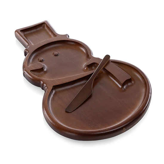 TOSCANA Reversible Snowman Sectioned Serving Tray with Knife