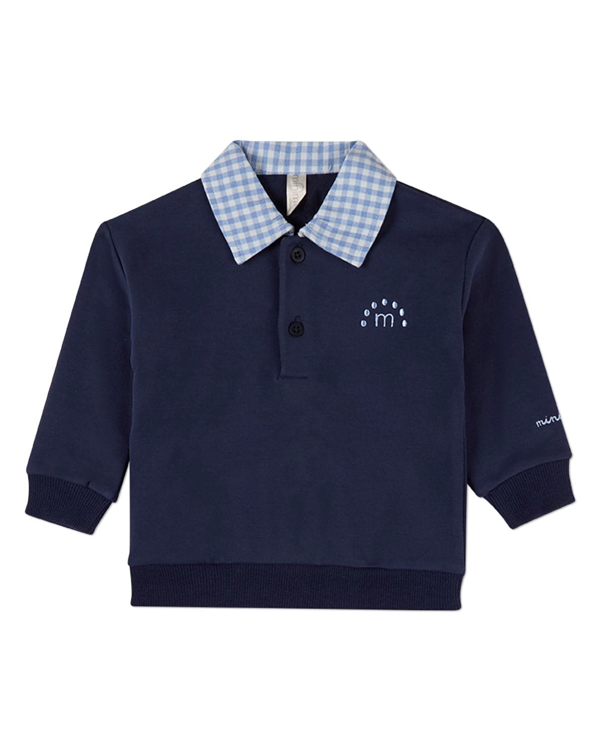 MeMoi Boys 2-in-1 Gingham-Collared Cotton-Rich Sweatshirt
