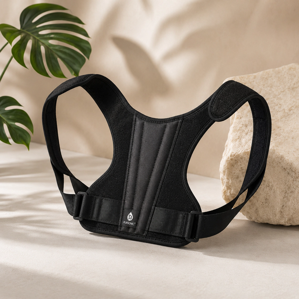 Pursonic Unisex Adjustable Back Support Posture Corrector Brace with Shoulder Alignment Bar