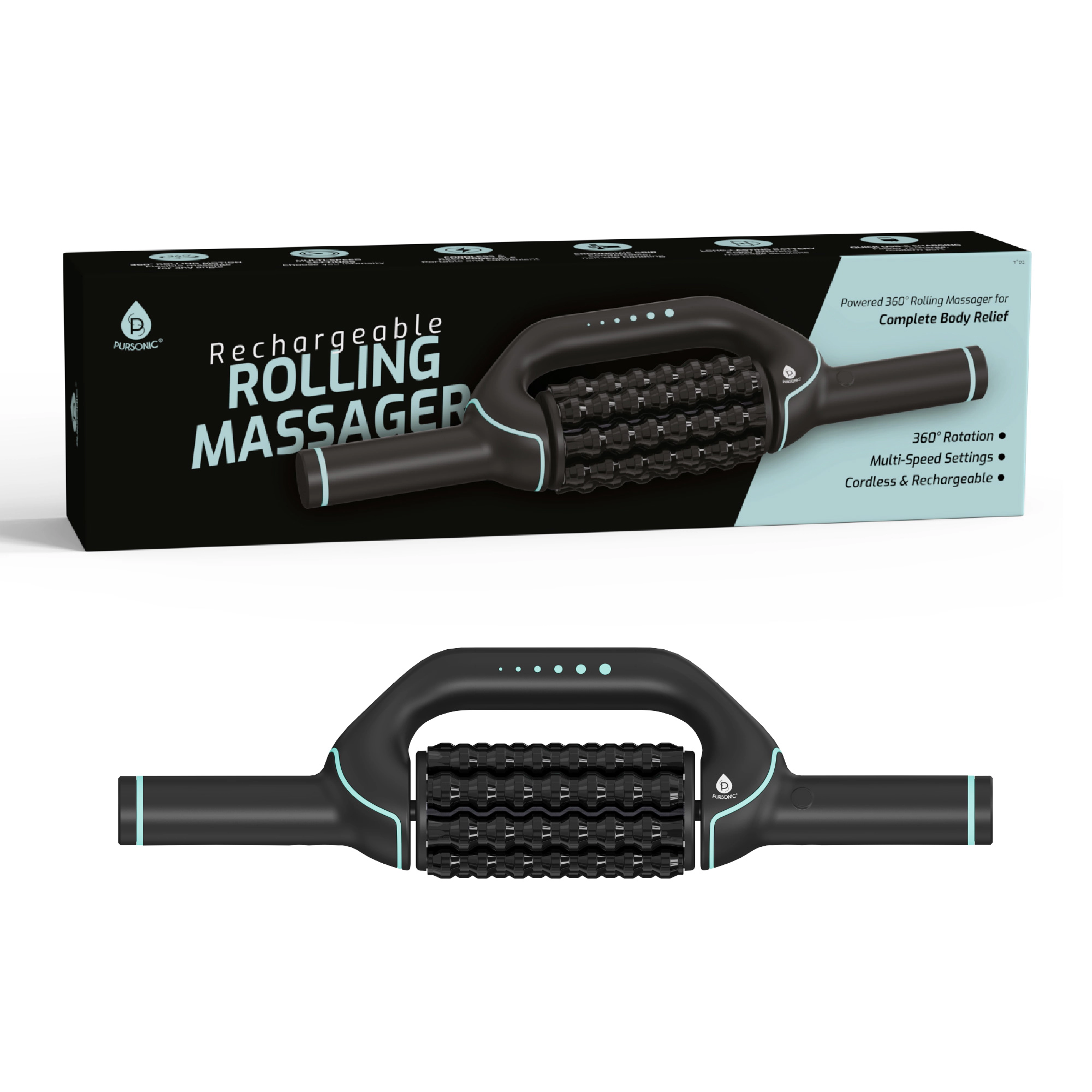 Pursonic Unisex Rechargeable Rolling Muscle Massage Relaxation Massager