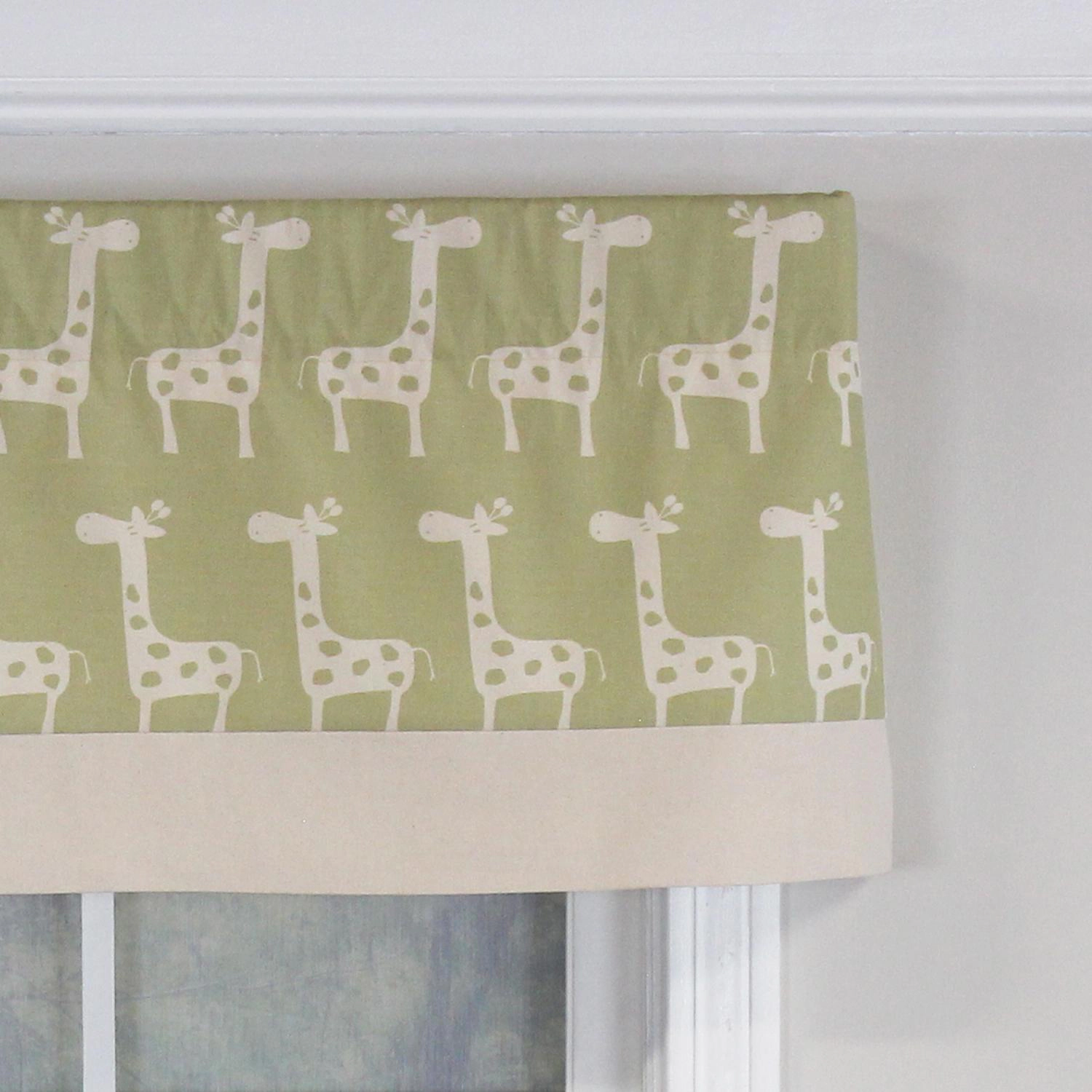 RLF Home Girafee Banded 100% Cotton with Fully Lined 3" Rod Pocket Valnance for Windows 50" x 15" Fern