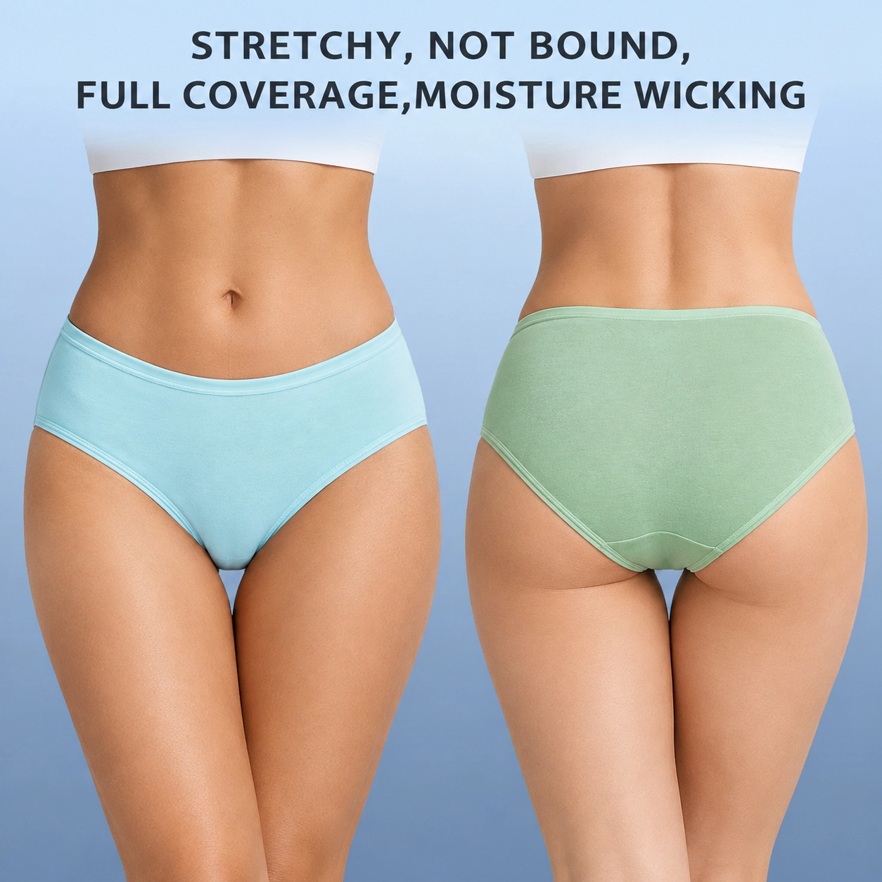 WZK Womens 6-Pack High Cut Stretch Cotton Underwear