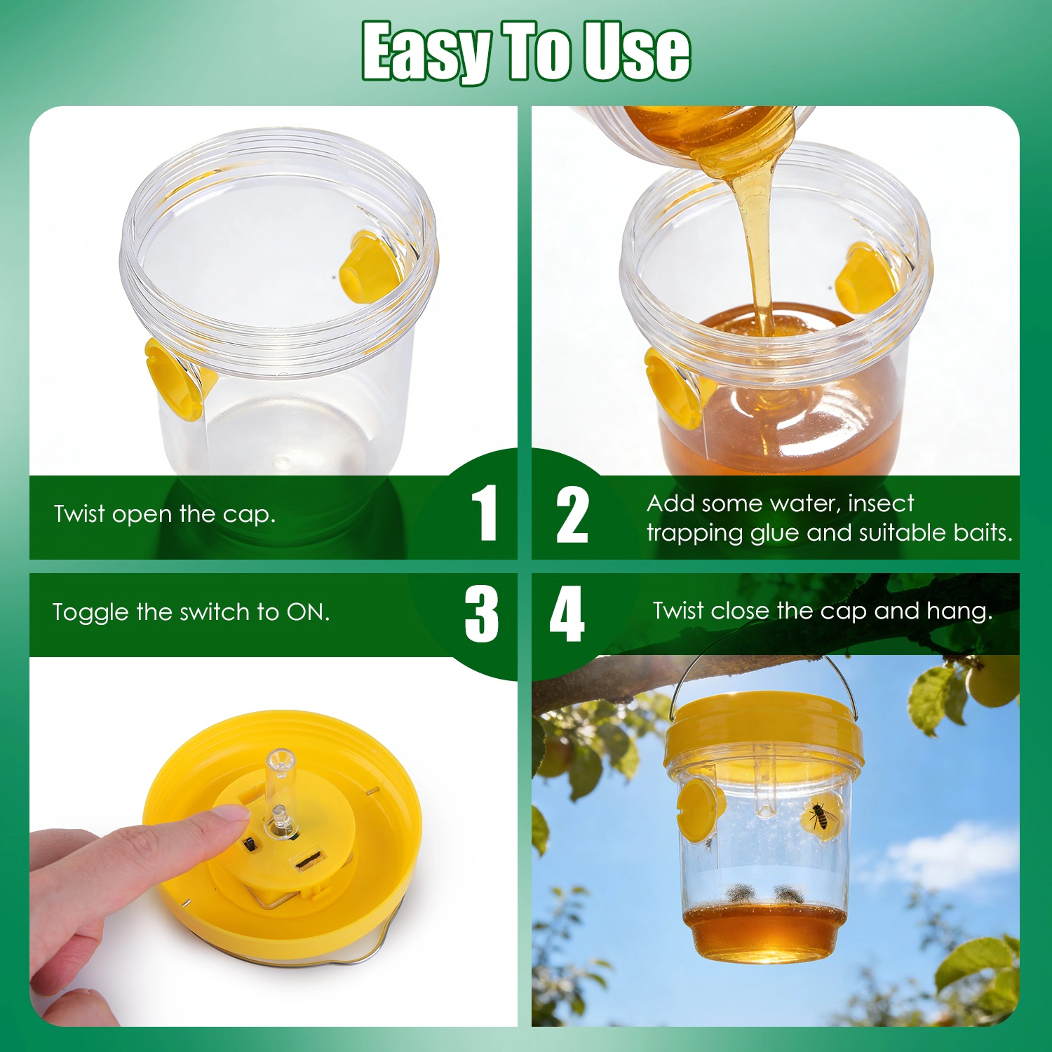 GBruno 3-Pc Solar Wasp Traps With UV Light