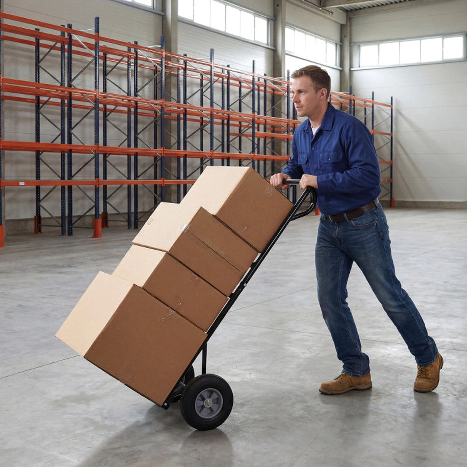 SUGIFT 600-lb Capacity P-Handle Metal Hand Truck Dolly with 10-in Rubber Wheels and Folding Base Plate