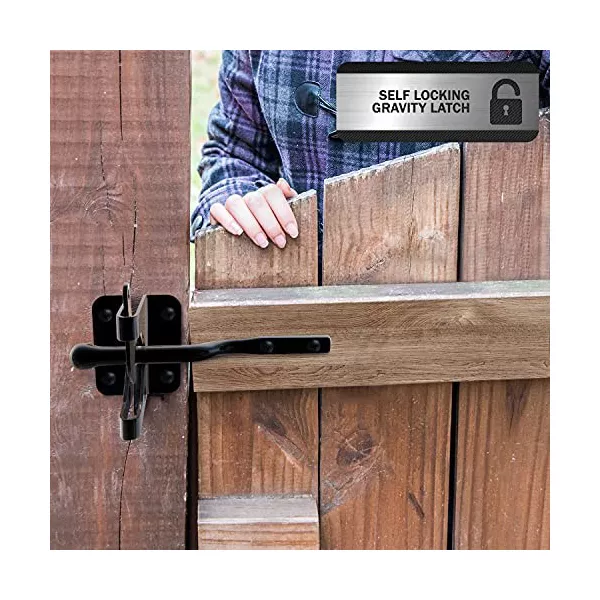 Sperric Automatic self Locking gate Latch for Wooden Fence, gate, Door, Metal Gravity Lever