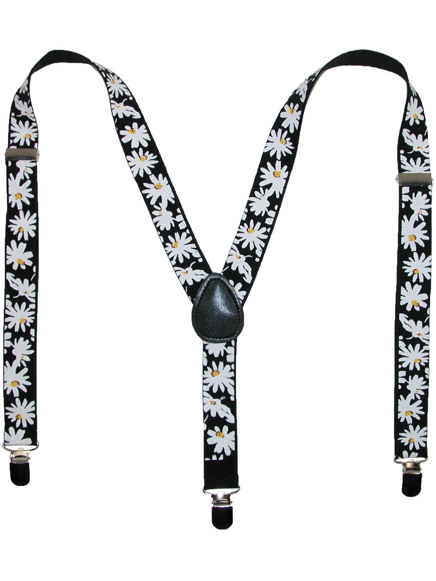 CTM Women's Elastic Daisy Print Clip-End Suspenders