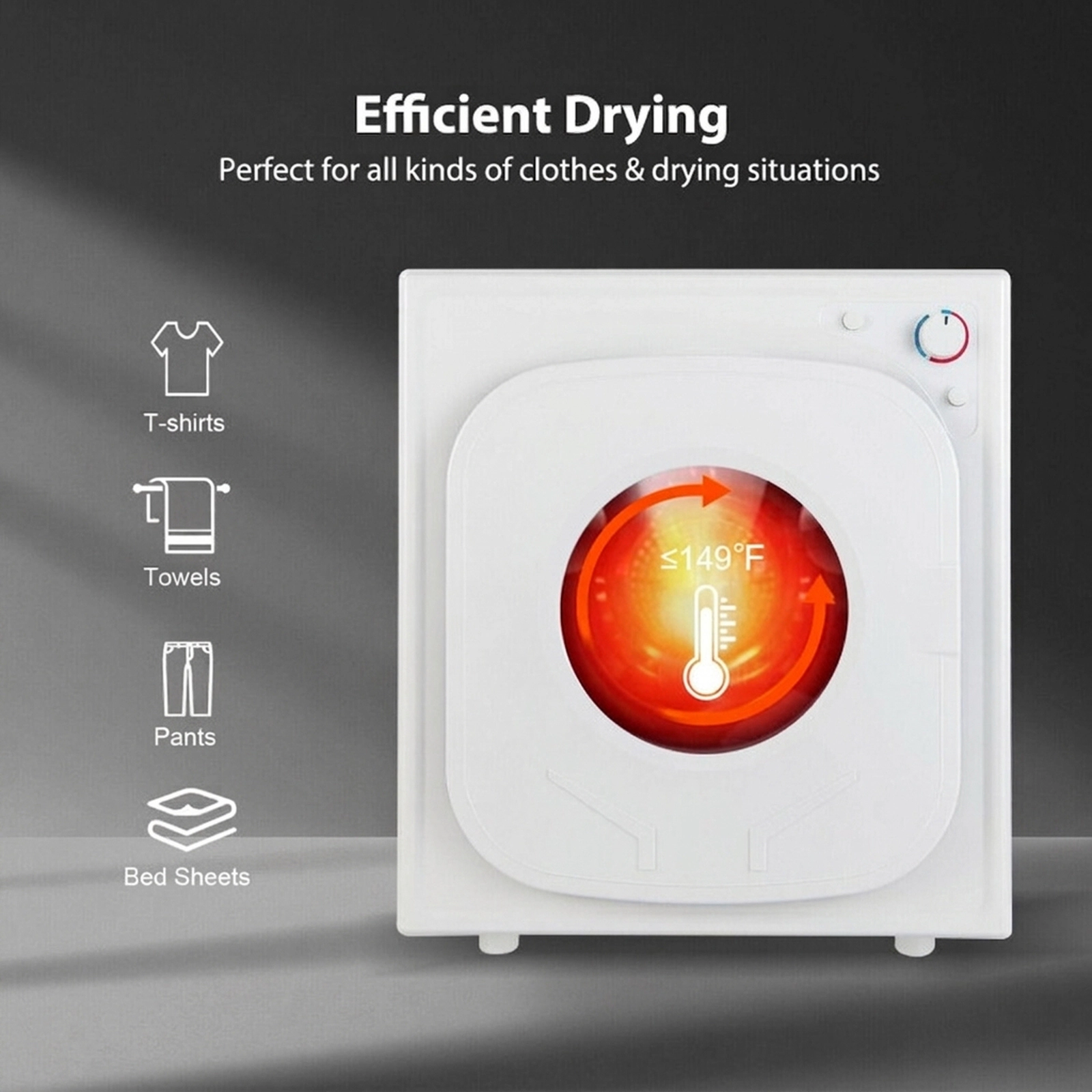 SUGIFT White Compact Front Load Laundry Dryer with Touch Panel 1500W 13.2-lb Drum Capacity 23.6-in W 21.5-in D