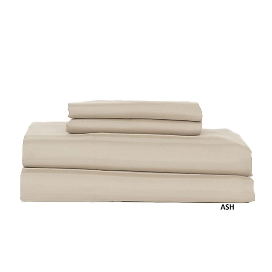 Castle Hill London 600 Thread Count Sateen Stripe Sheet Set - Queen, Taupe