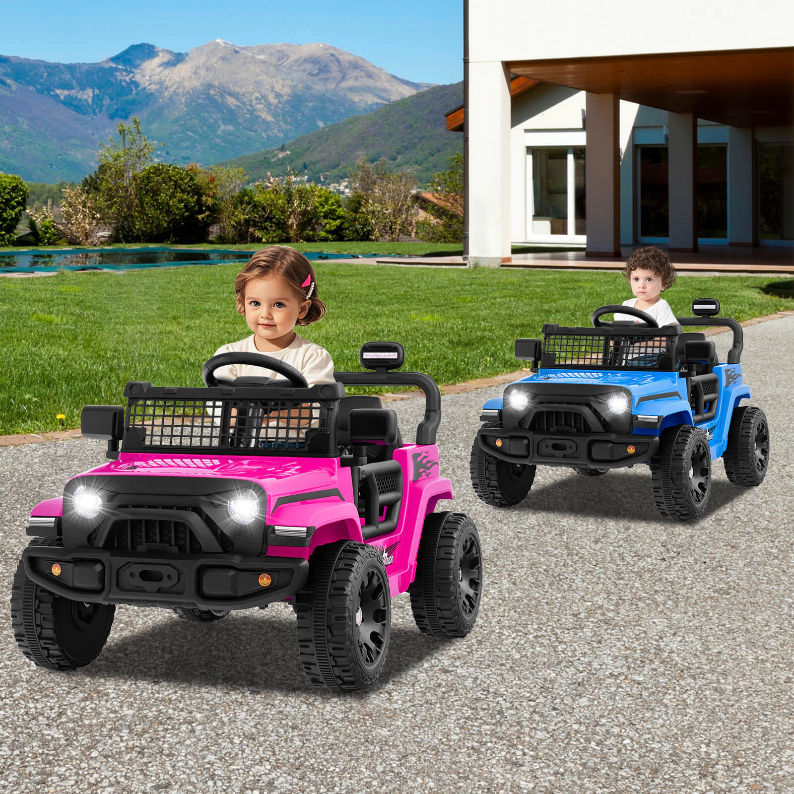 Costway 12V Kids Ride on Truck Car Battery Powered Electric Vehicle with Remote Control Black