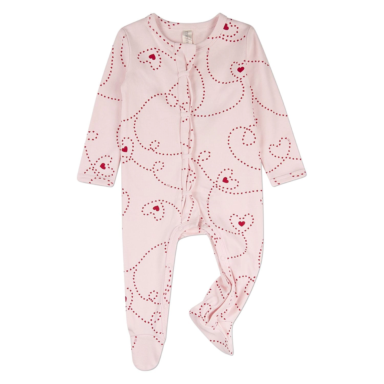 MeMoi Baby Girls "Entangled Hearts" 100% Cotton Front-Snap Footie