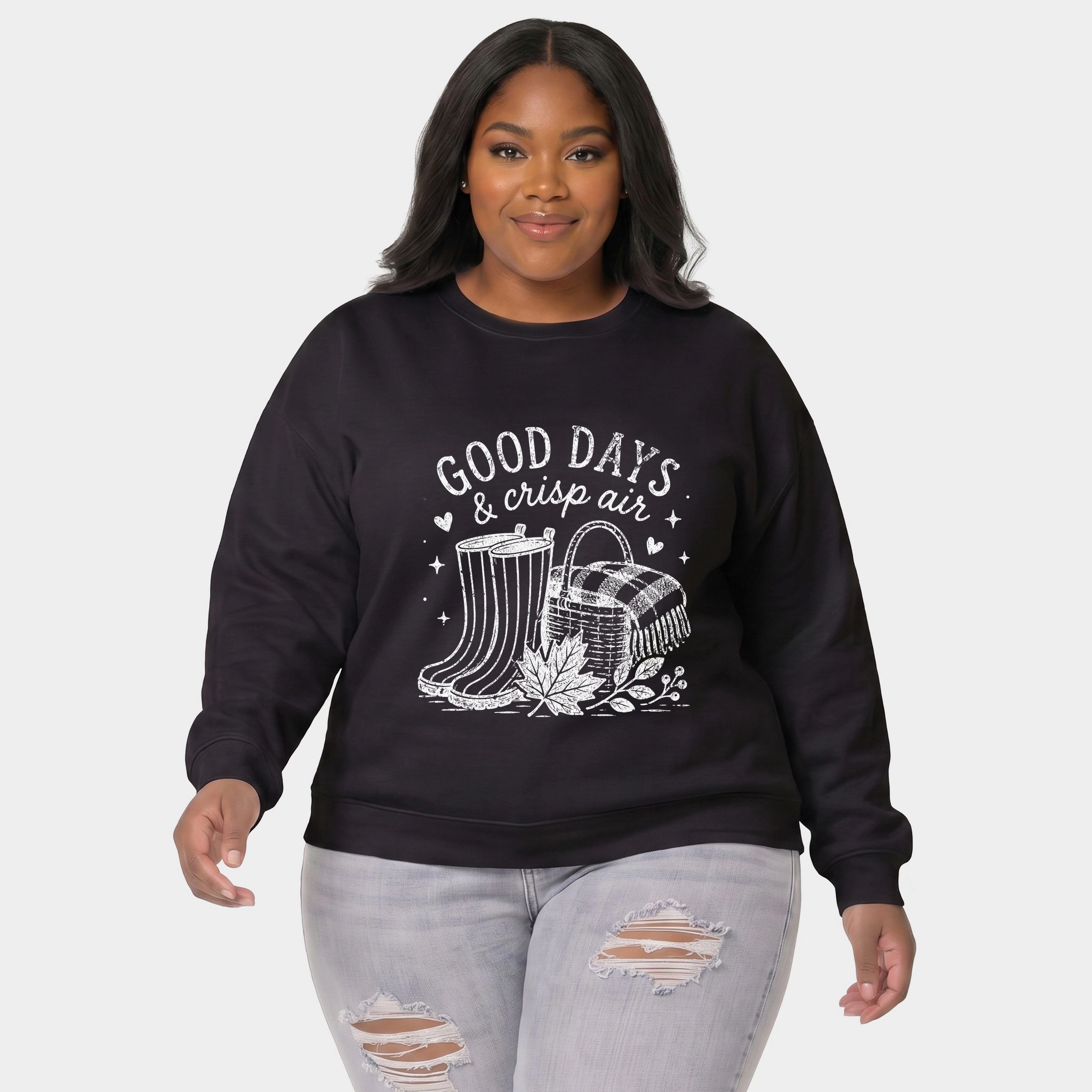 Simply Sage Market - Women's Plus Sized Graphic Sweatshirt Good Days and Crisp Air