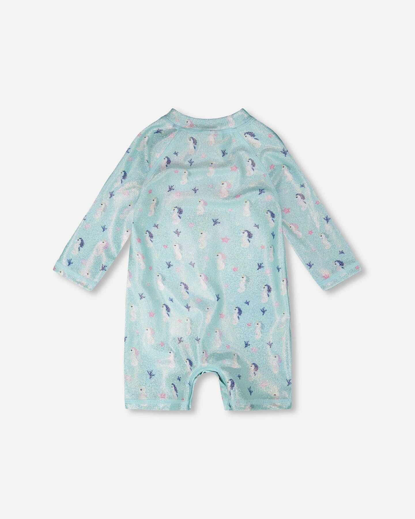Deux par Girls Toddler One-Piece Long Sleeve Rashguard Seahorse Print