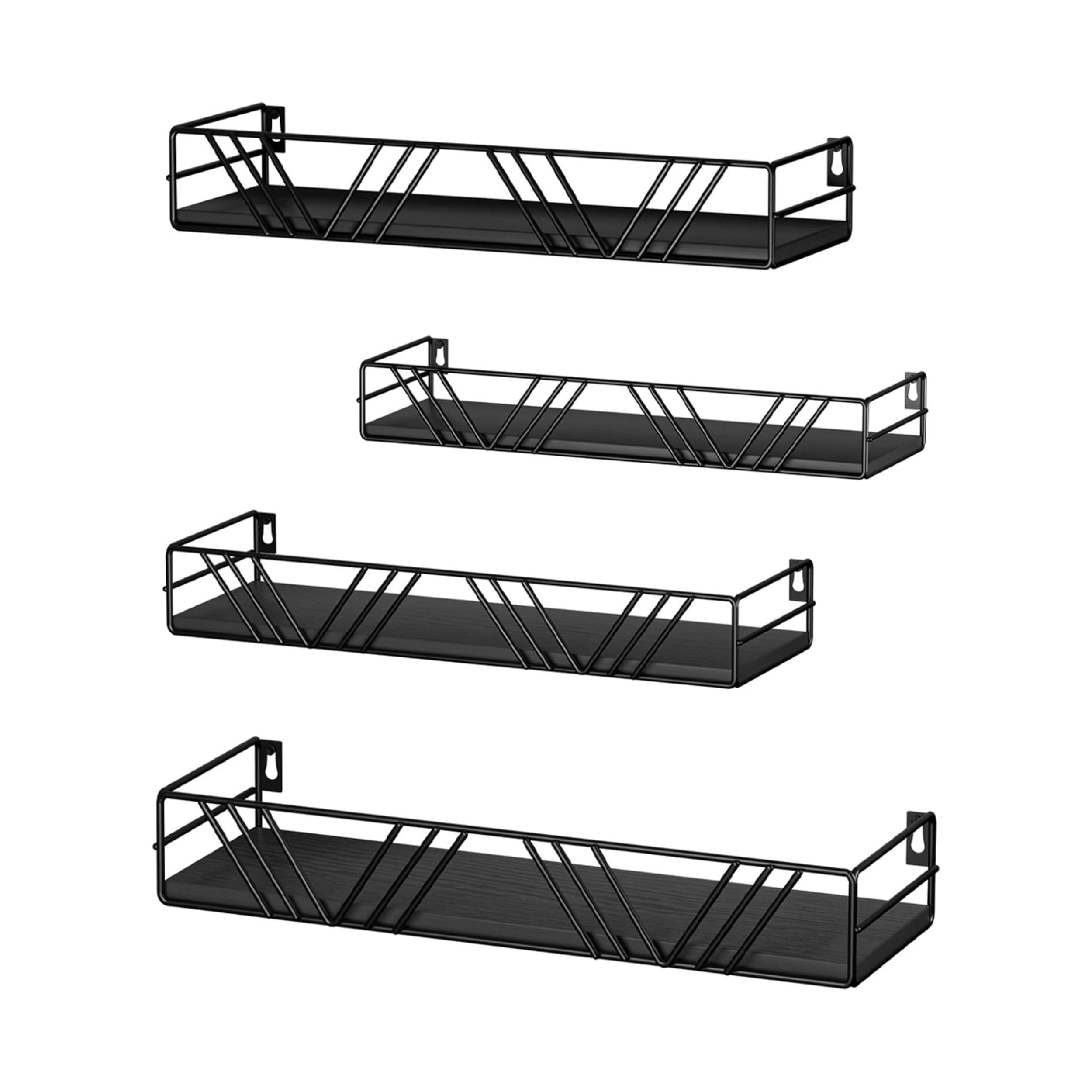 Stock Preferred Pack of 4 Wood Floating Wall Shelves Different Sizes