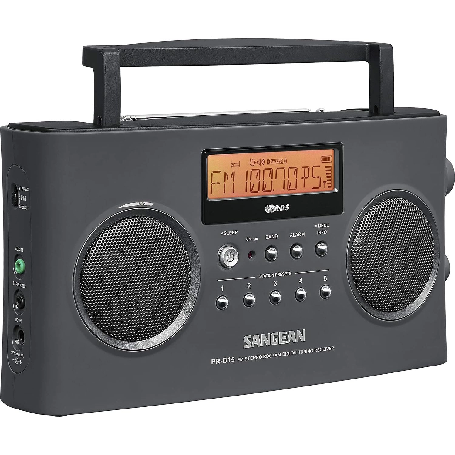 SANGEAN PR-D15 Digital Portable Stereo RDS Receiver - Gray