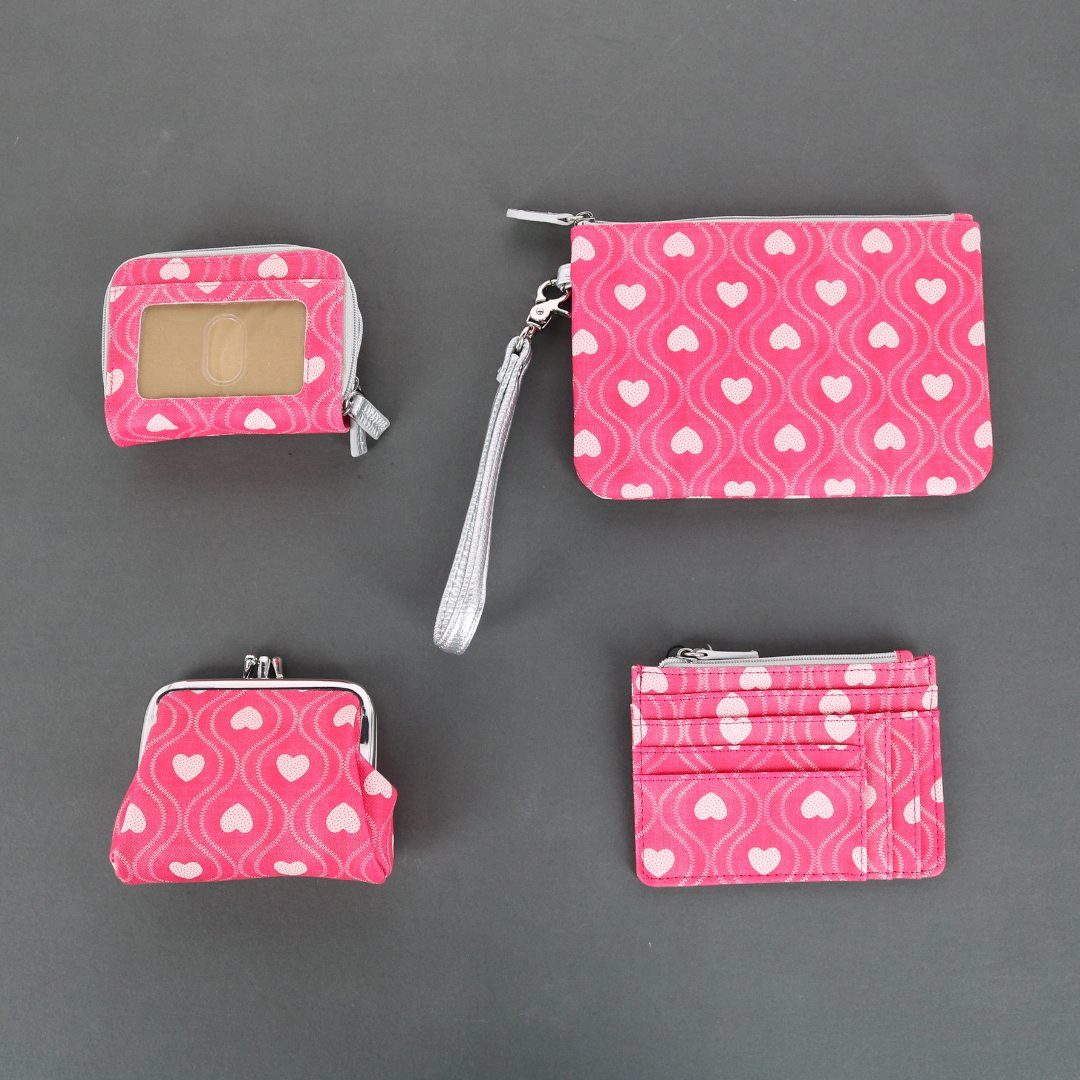 Buxton Women's Swervy Hearts Print Vegan Leather Wristlet Pouch