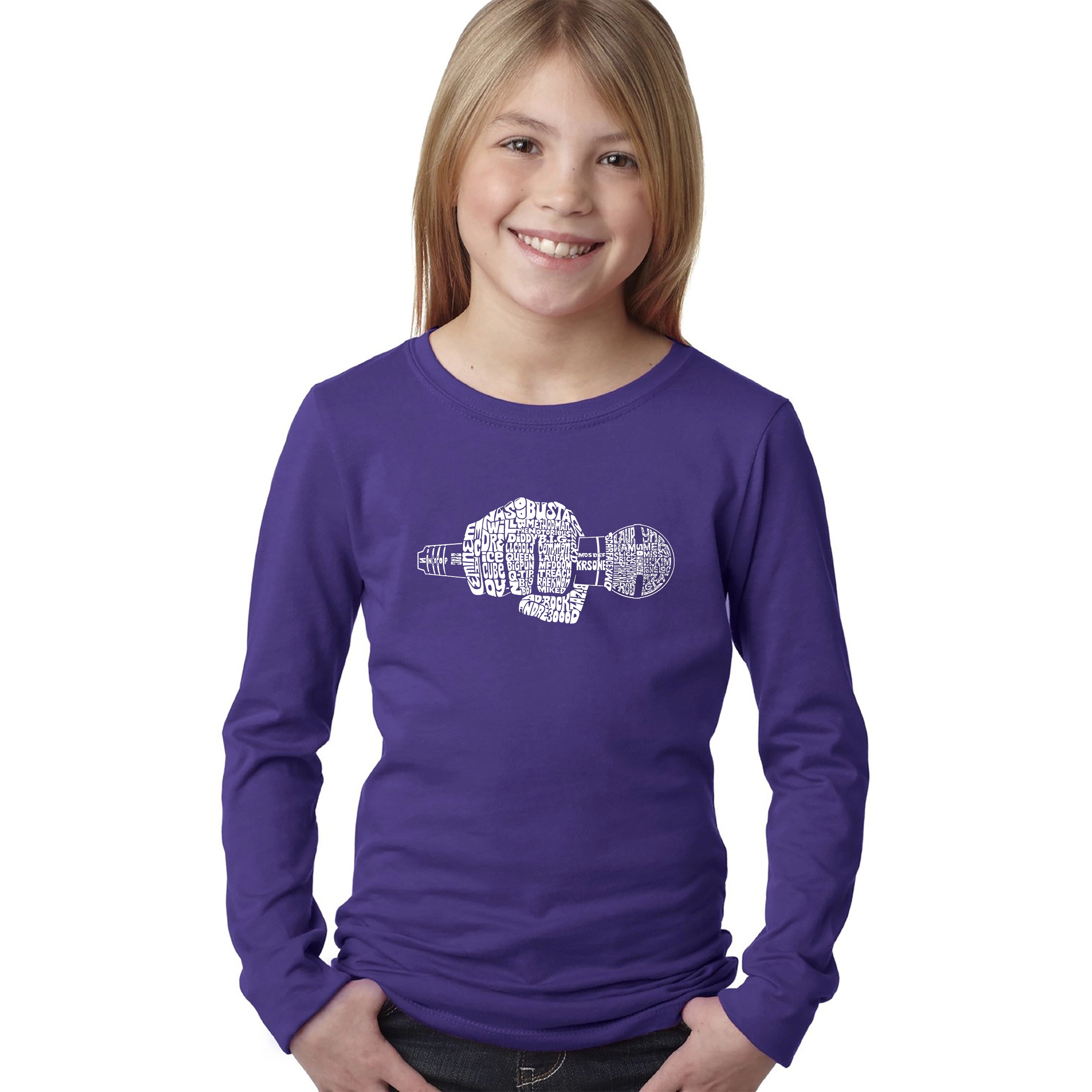 LA Pop Art Girls Long Sleeve Word T-Shirt - 90's Rappers