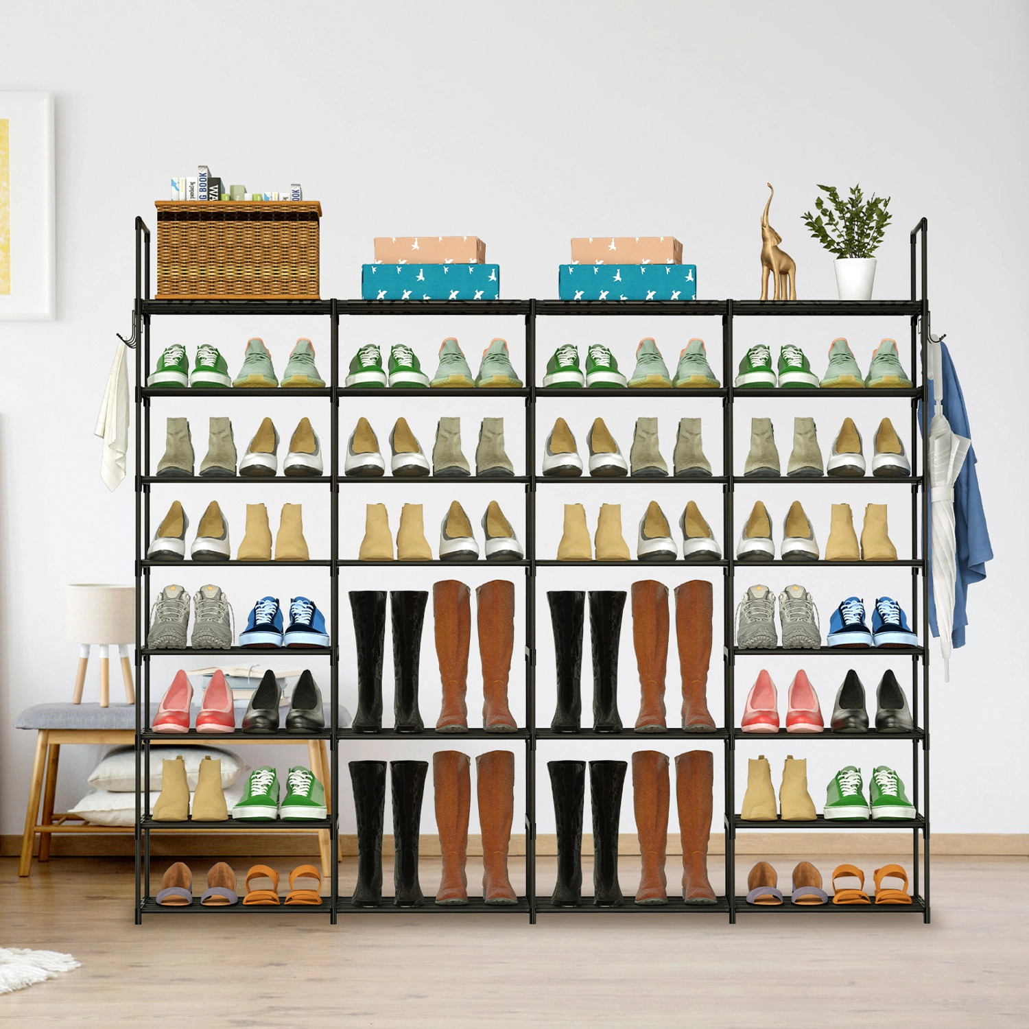 GBruno 8-Tier Metal Shoe Rack