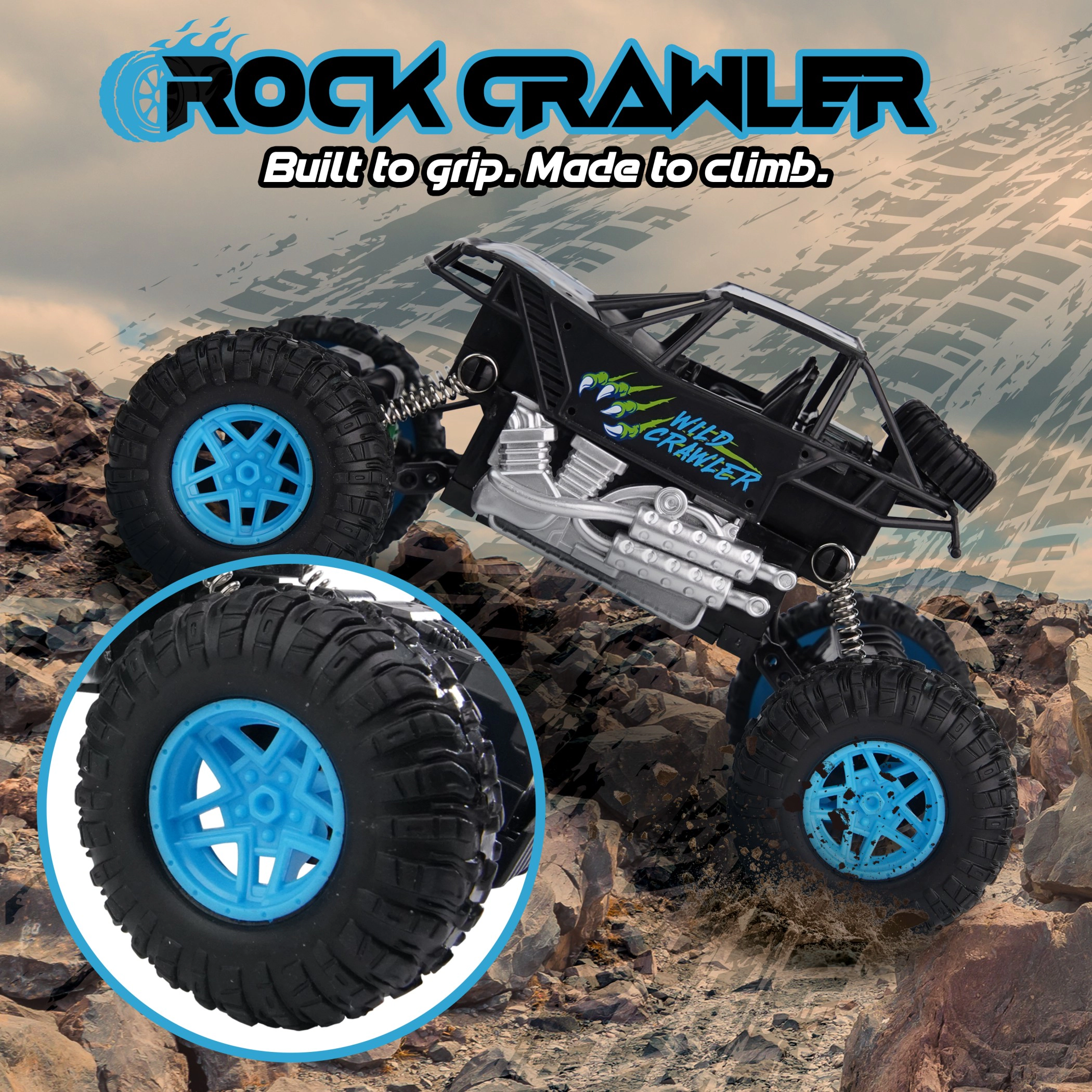 USA Toyz Wild Crawler RC Monster Truck Off-Road 4x4 Indoor and Outdoor Summer Rock Crawler High Suspension for Kids